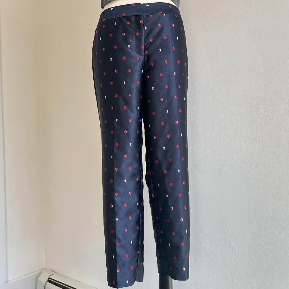 Talbots apple print navy trousers